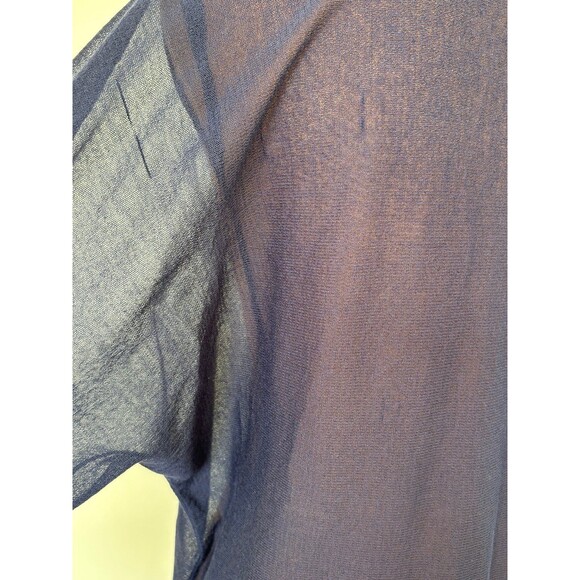 DKNY semi sheer navy top.  Size Large. - Picture 7 of 11